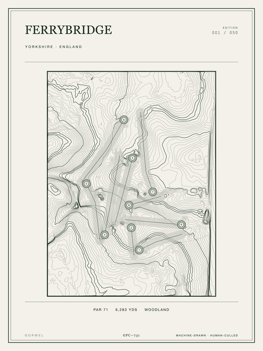 Ferrybridge Golf Course Print | Topographic Map Wall Art