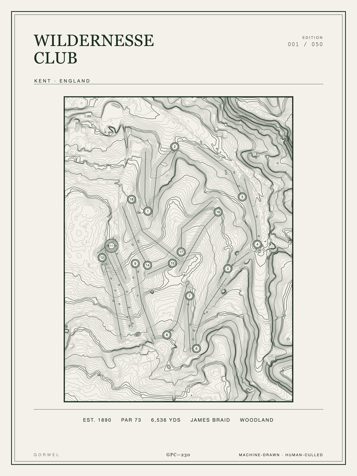 Wildernesse Club Golf Course Print | Topographic Map Wall Art