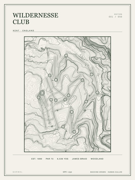 Wildernesse Club Golf Course Print | Topographic Map Wall Art