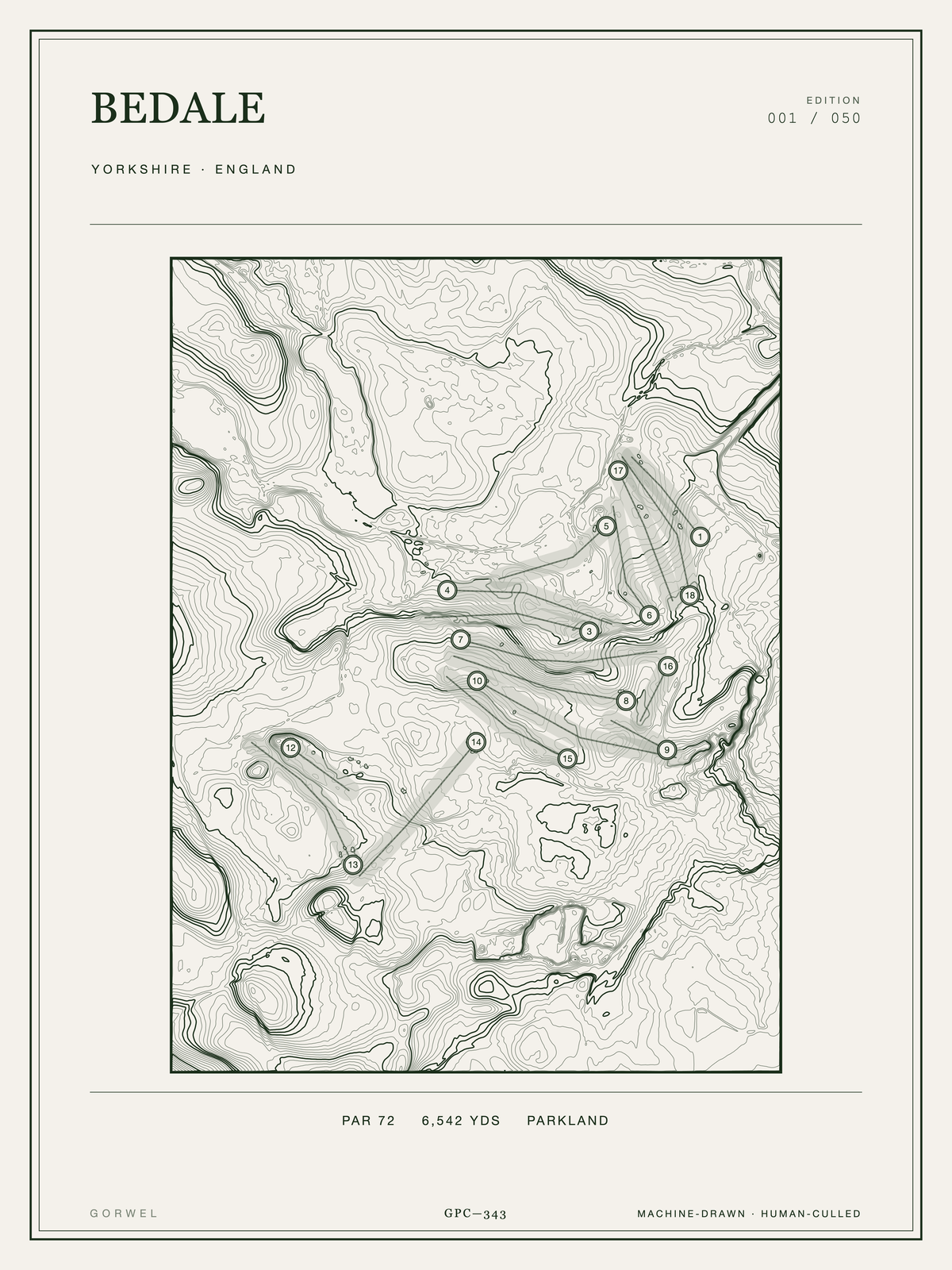 Bedale Golf Course Print | Topographic Map Wall Art