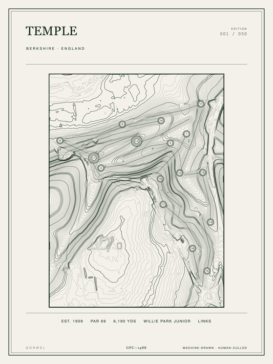 Temple Golf Course Print | Topographic Map Wall Art