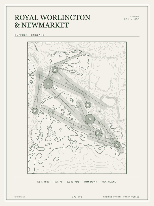 Royal Worlington & Newmarket Golf Course Print | Topographic Map Wall Art