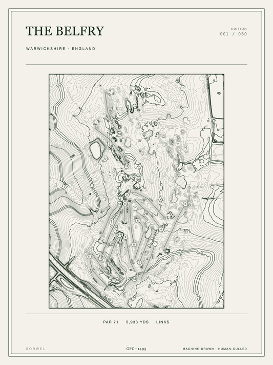 The Belfry Golf Course Print | Topographic Map Wall Art