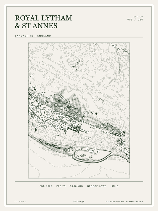 Royal Lytham & St Annes Golf Course Print | Topographic Map Wall Art