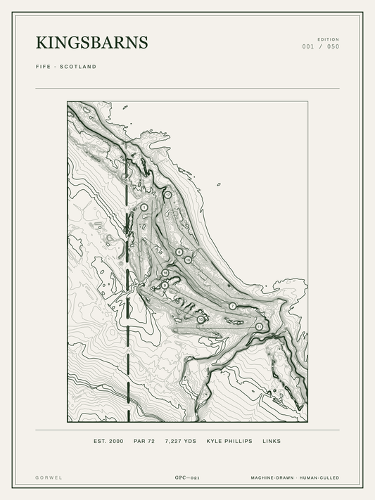Kingsbarns Golf Course Print | Topographic Map Wall Art