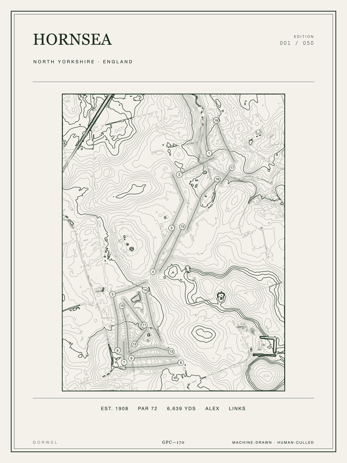 Hornsea Golf Course Print | Topographic Map Wall Art