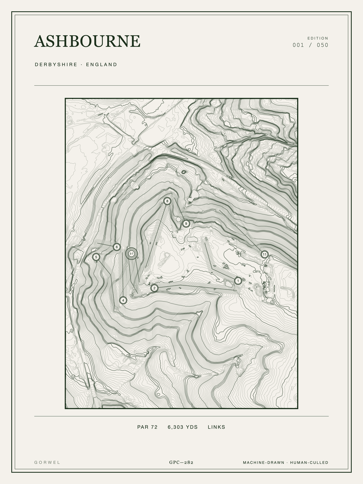 Ashbourne Golf Course Print | Topographic Map Wall Art