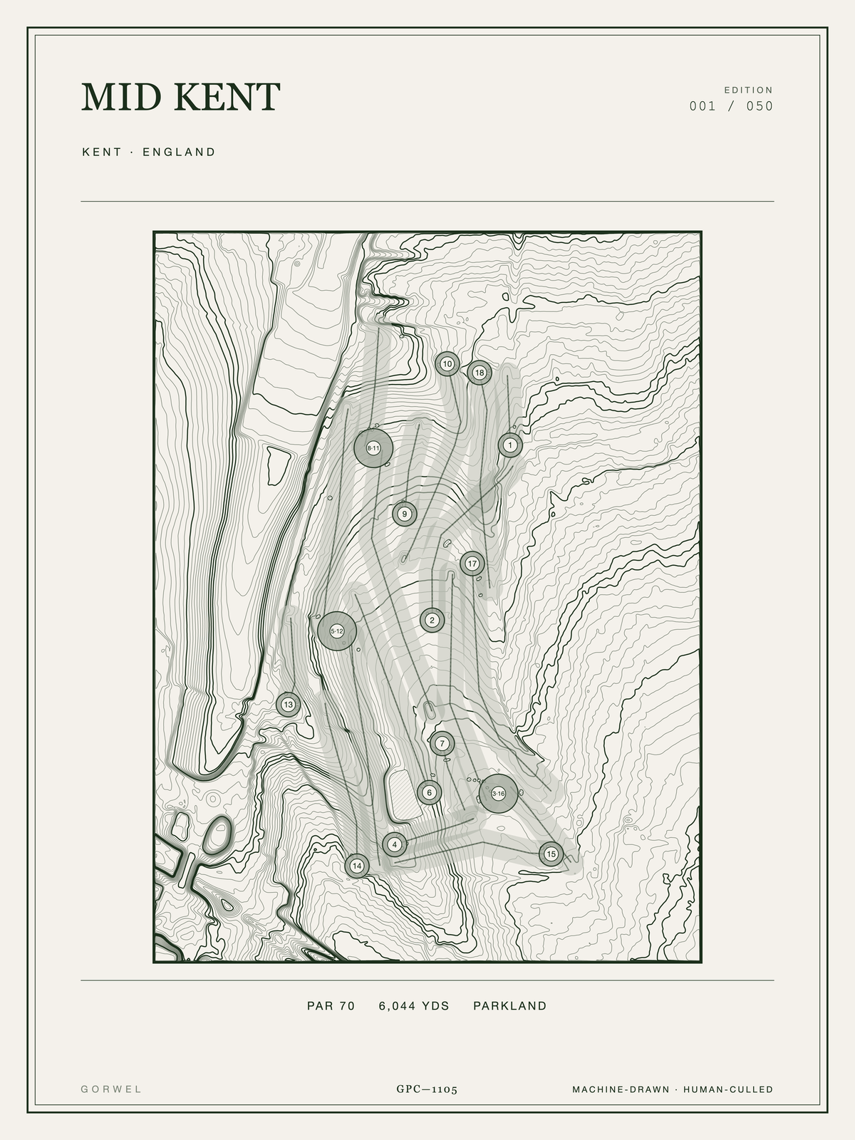Mid Kent Golf Course Print | Topographic Map Wall Art