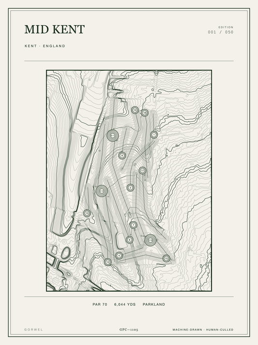 Mid Kent Golf Course Print | Topographic Map Wall Art