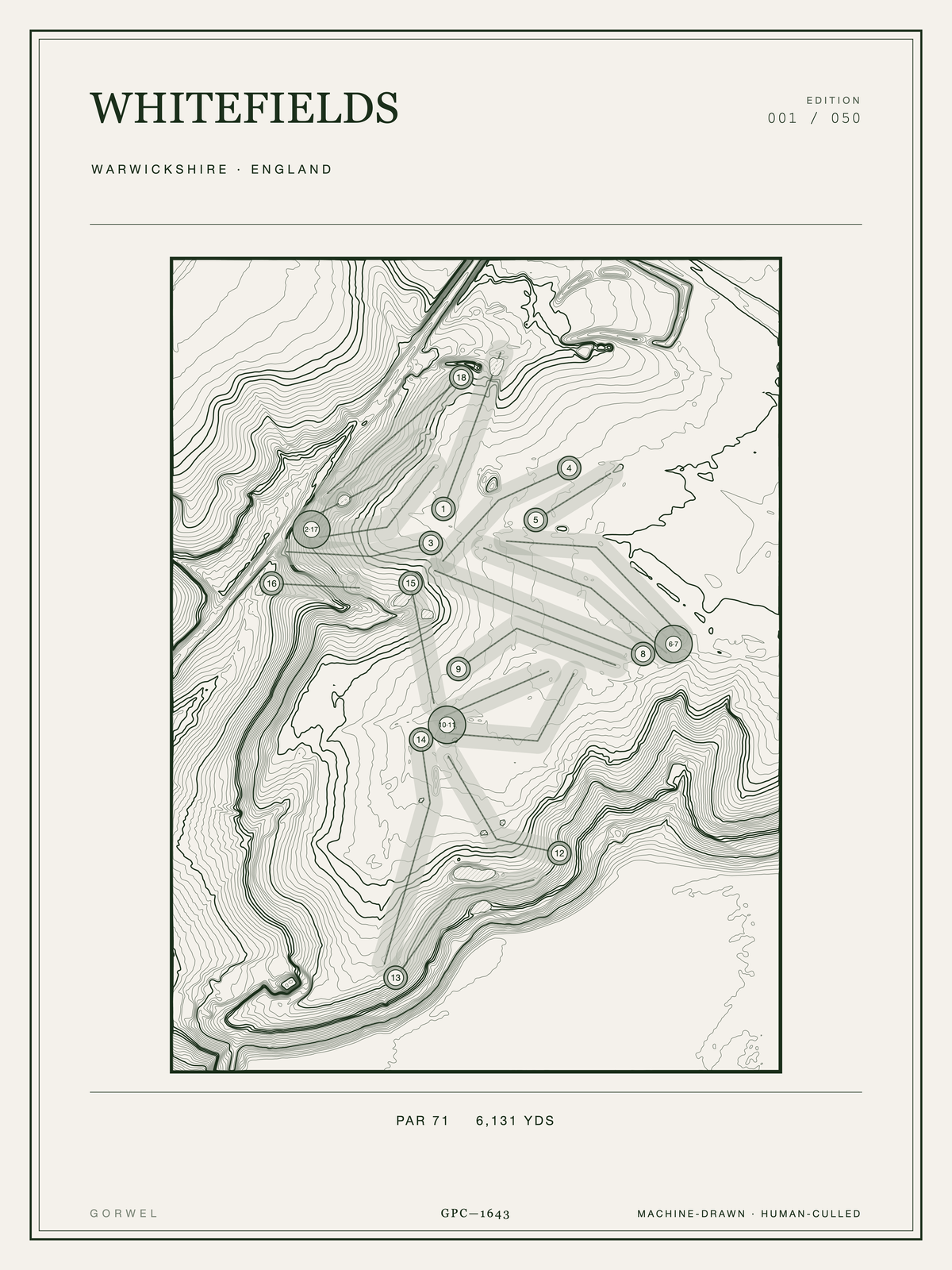 Whitefields Golf Course Print | Topographic Map Wall Art