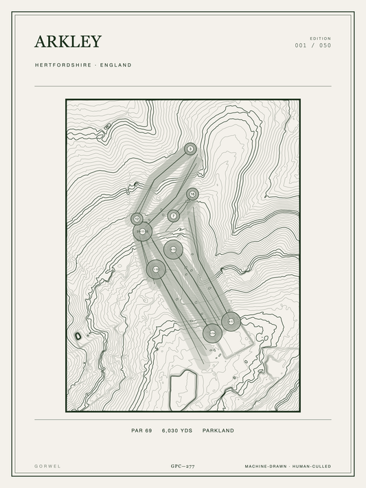 Arkley Golf Course Print | Topographic Map Wall Art