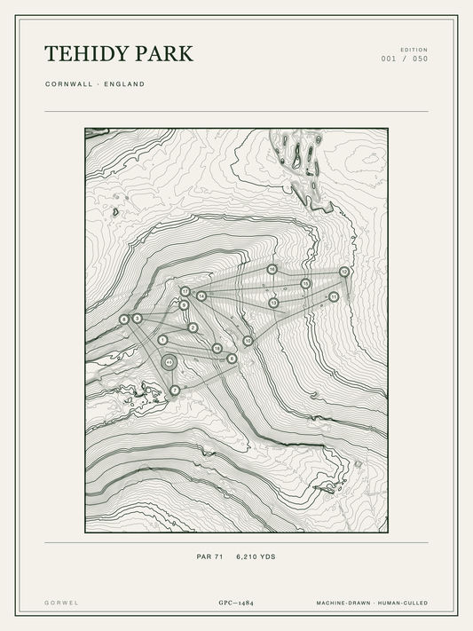 Tehidy Park Golf Course Print | Topographic Map Wall Art