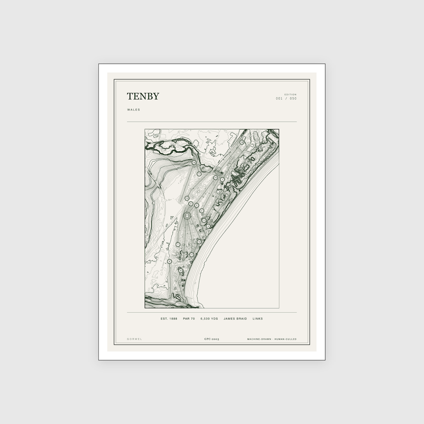 Tenby Golf Course Print | Topographic Map Wall Art