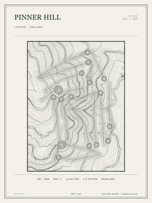 Pinner Hill Golf Course Print | Topographic Map Wall Art