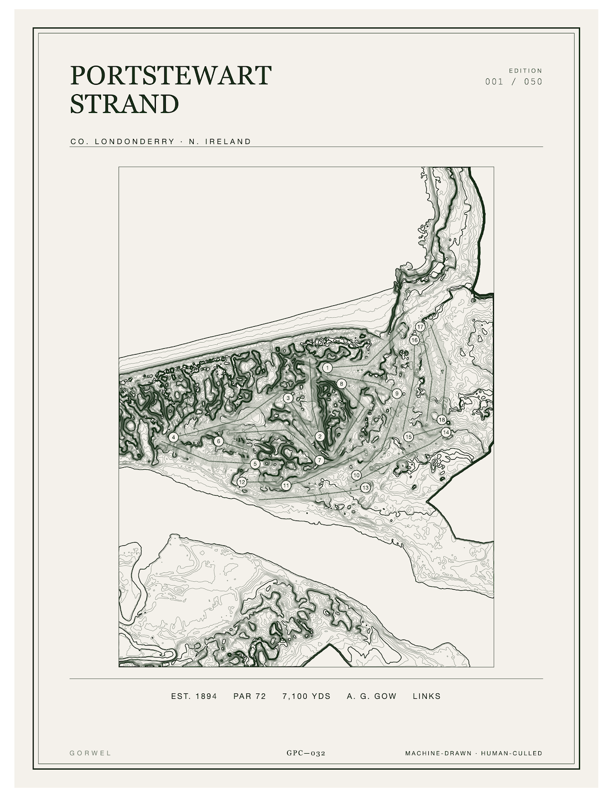 Portstewart Strand Golf Course Print | Topographic Map Wall Art