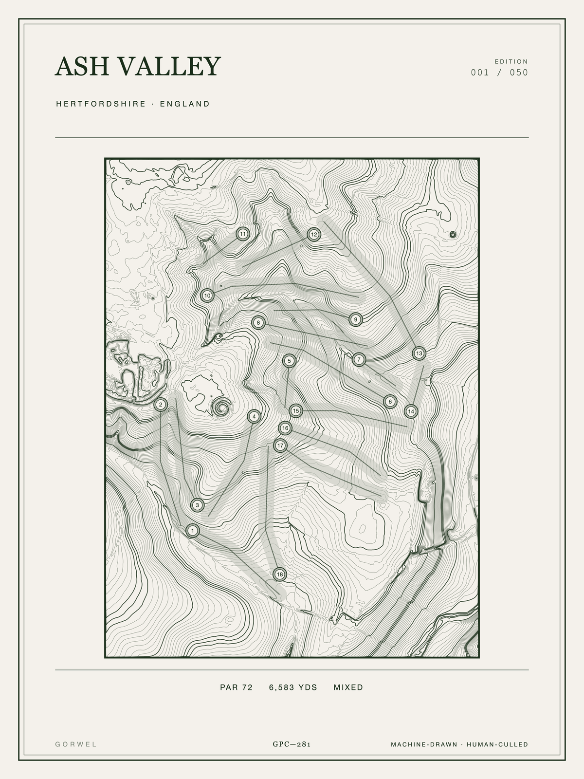 Ash Valley Golf Course Print | Topographic Map Wall Art
