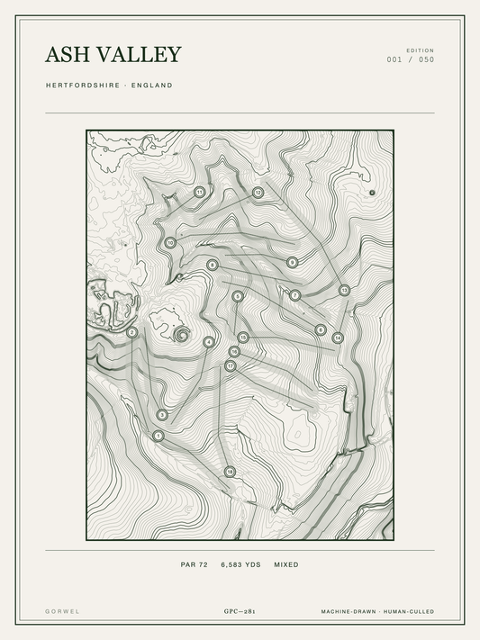 Ash Valley Golf Course Print | Topographic Map Wall Art