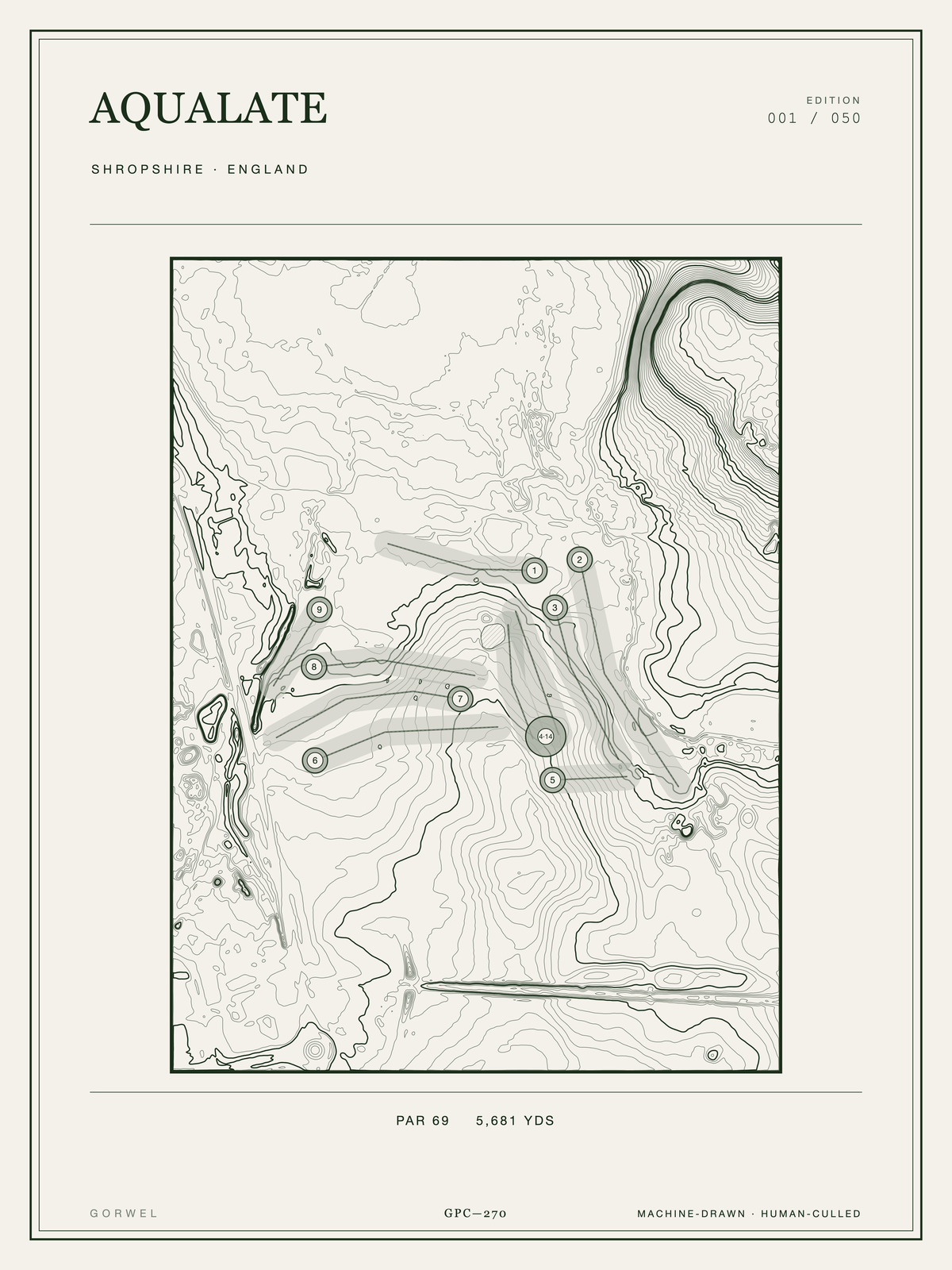 Aqualate Golf Course Print | Topographic Map Wall Art