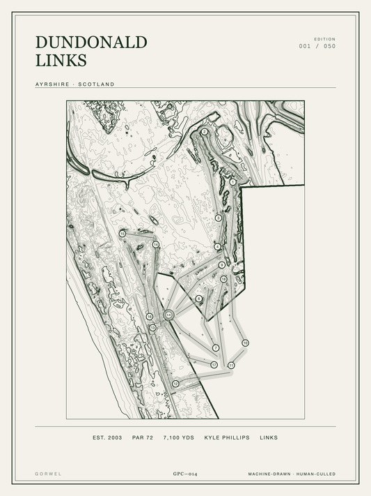 Dundonald Links Golf Course Print | Topographic Map Wall Art