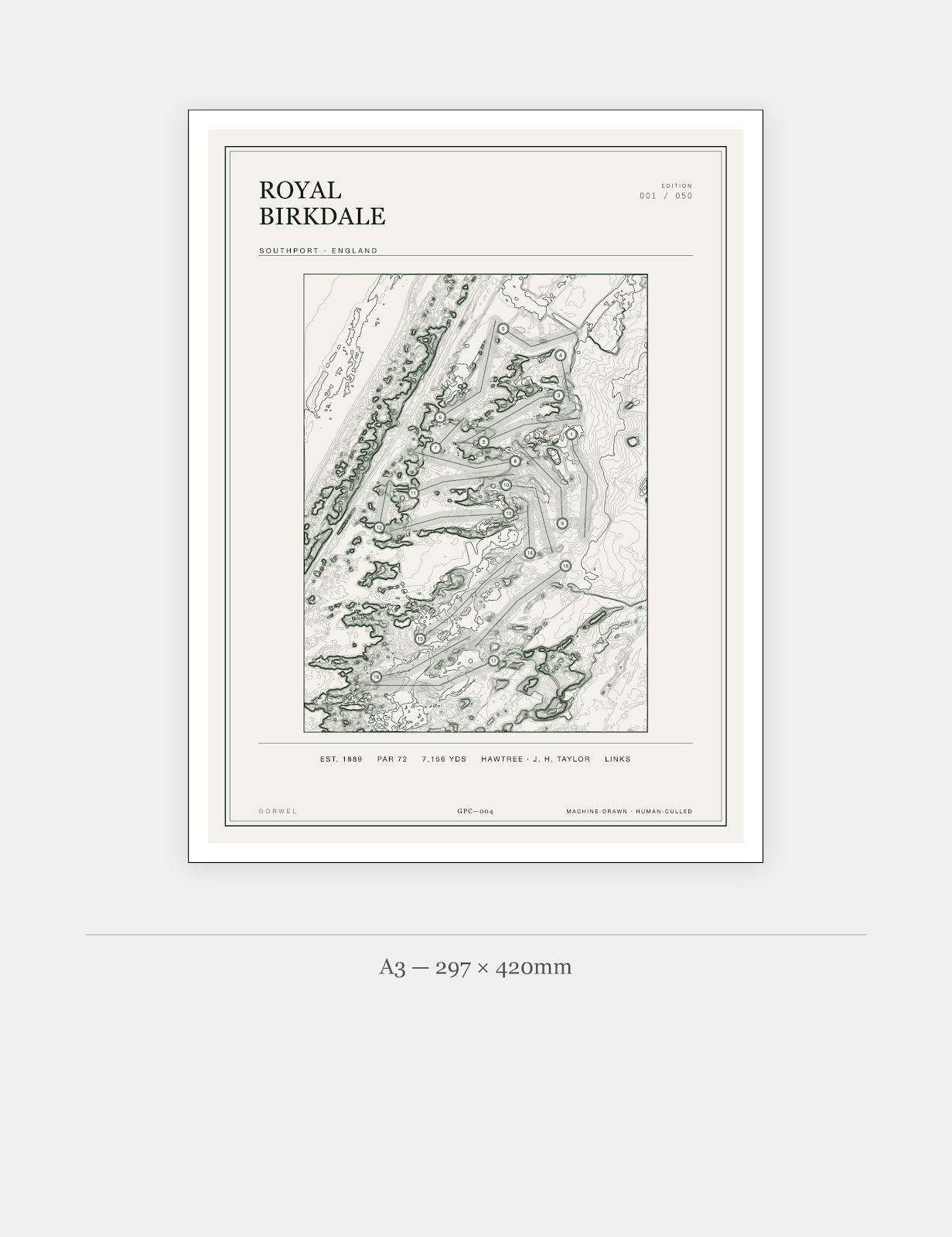 Royal Birkdale Golf Course Print | Topographic Map Wall Art