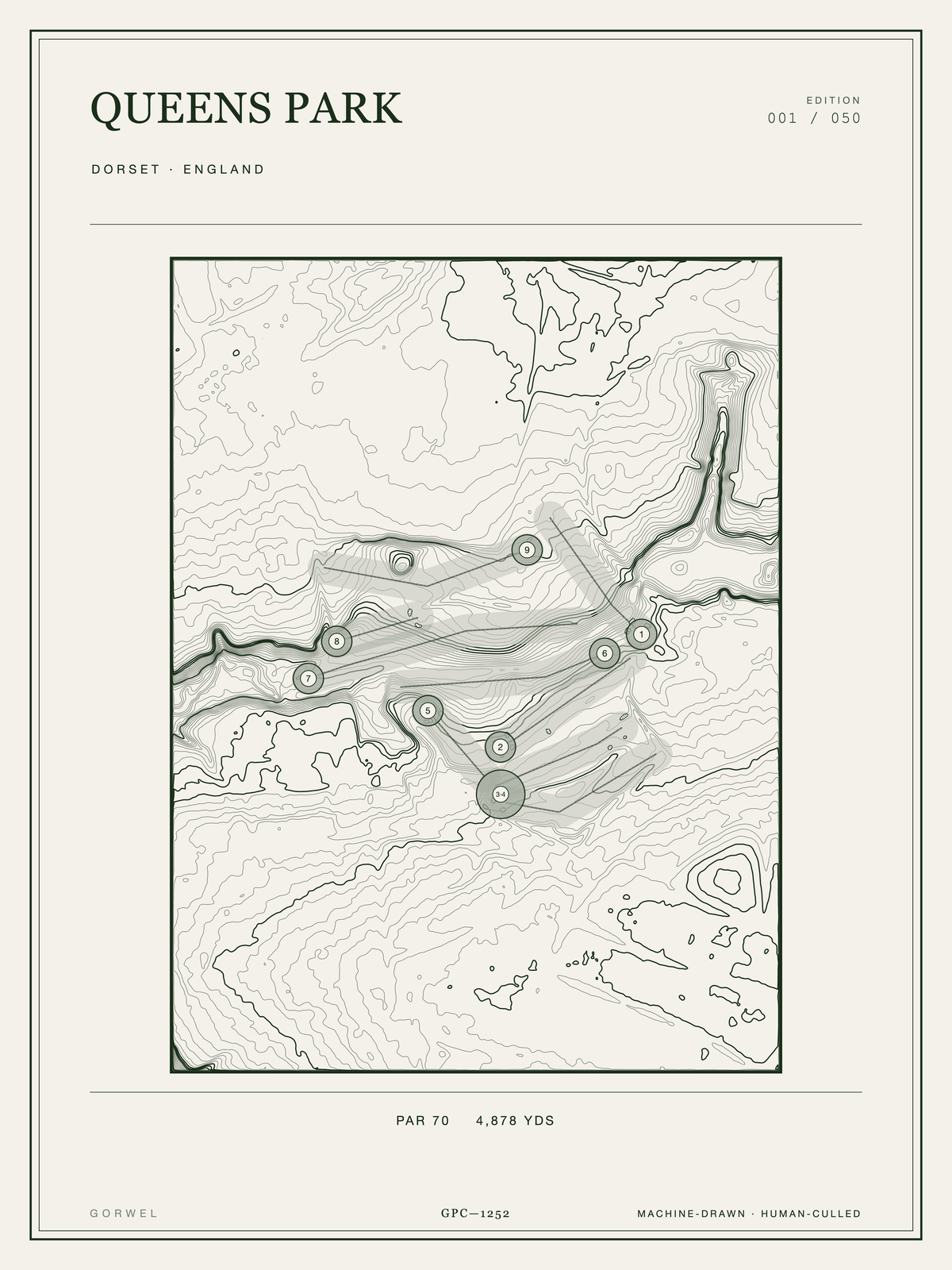 Queens Park Golf Course Print | Topographic Map Wall Art