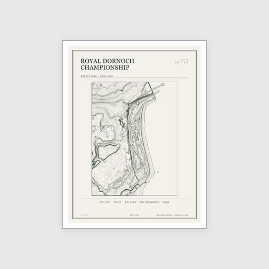 Royal Dornoch Championship Golf Course Print | Topographic Map Wall Art