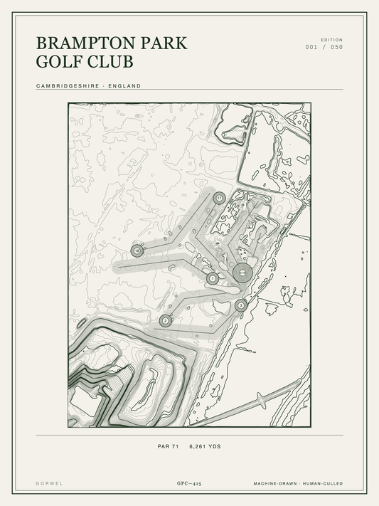 Brampton Park Golf Club Golf Course Print | Topographic Map Wall Art