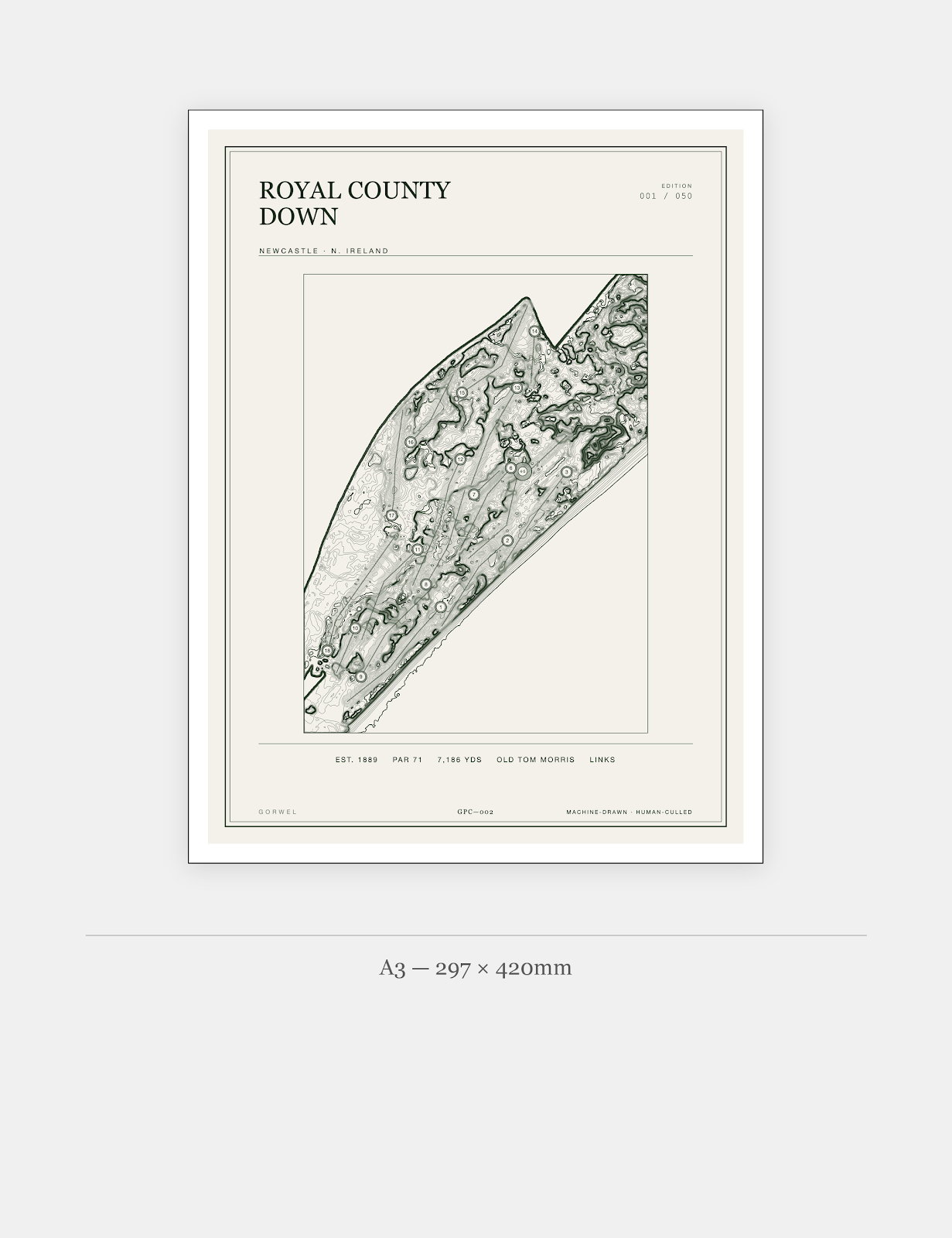 Royal County Down Golf Course Print | Topographic Map Wall Art