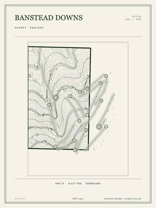 Banstead Downs Golf Course Print | Topographic Map Wall Art