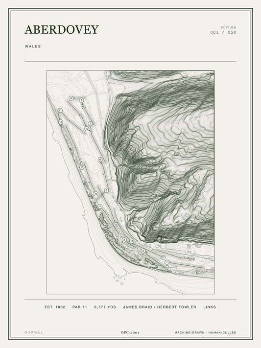 Aberdovey Golf Course Print | Topographic Map Wall Art