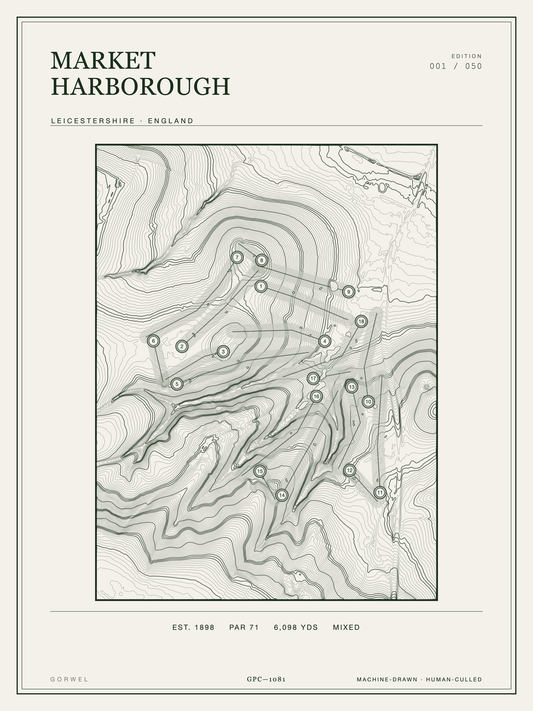 Market Harborough Golf Course Print | Topographic Map Wall Art