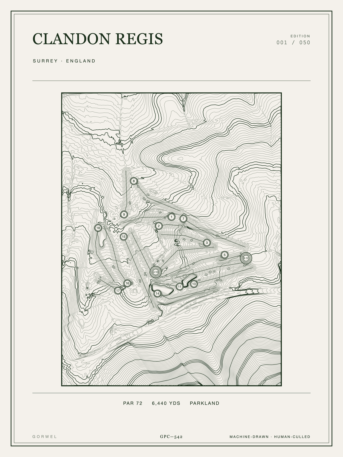 Clandon Regis Golf Course Print | Topographic Map Wall Art