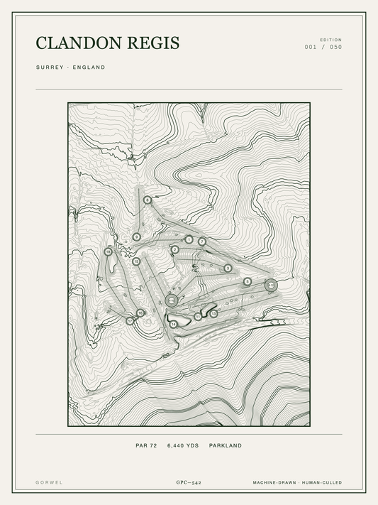 Clandon Regis Golf Course Print | Topographic Map Wall Art
