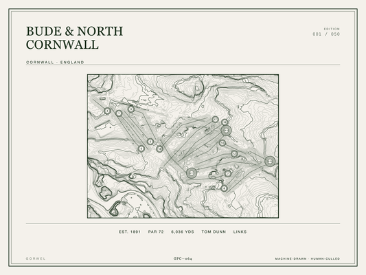 Bude & North Cornwall Golf Course Print | Topographic Map Wall Art