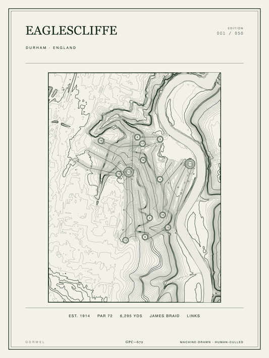 Eaglescliffe Golf Course Print | Topographic Map Wall Art
