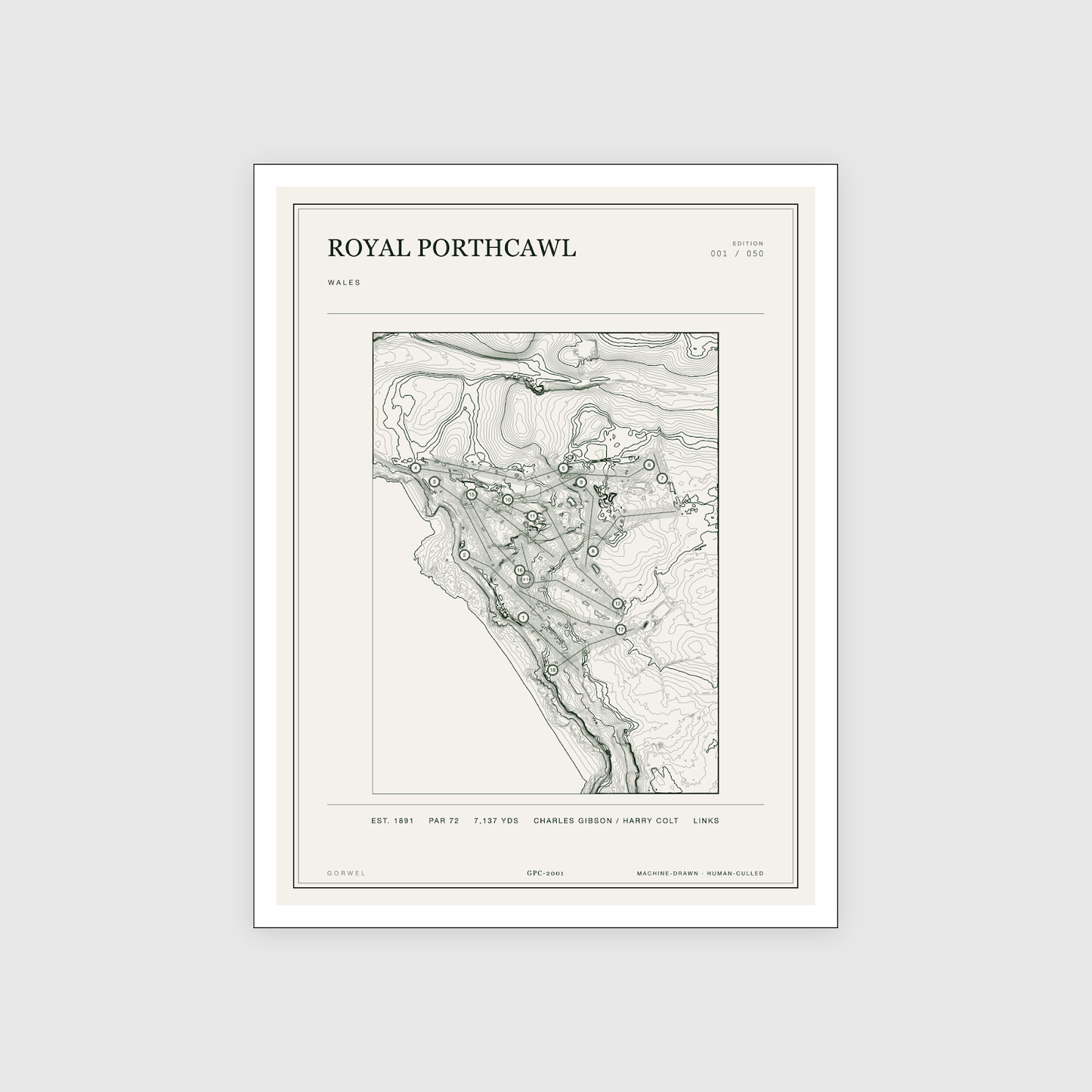 Royal Porthcawl Golf Course Print | Topographic Map Wall Art