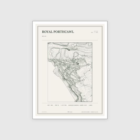 Royal Porthcawl Golf Course Print | Topographic Map Wall Art