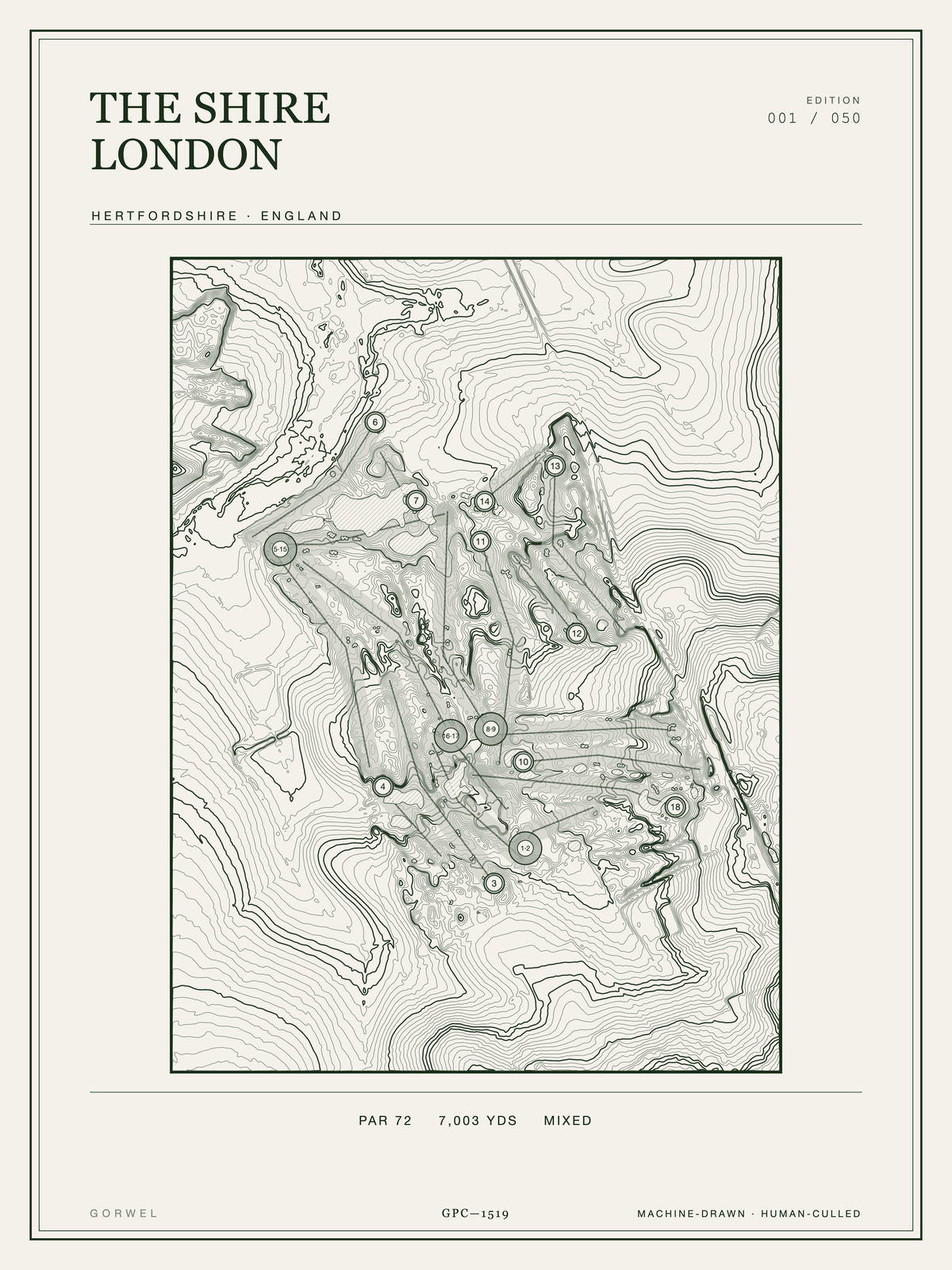 The Shire London Golf Course Print | Topographic Map Wall Art