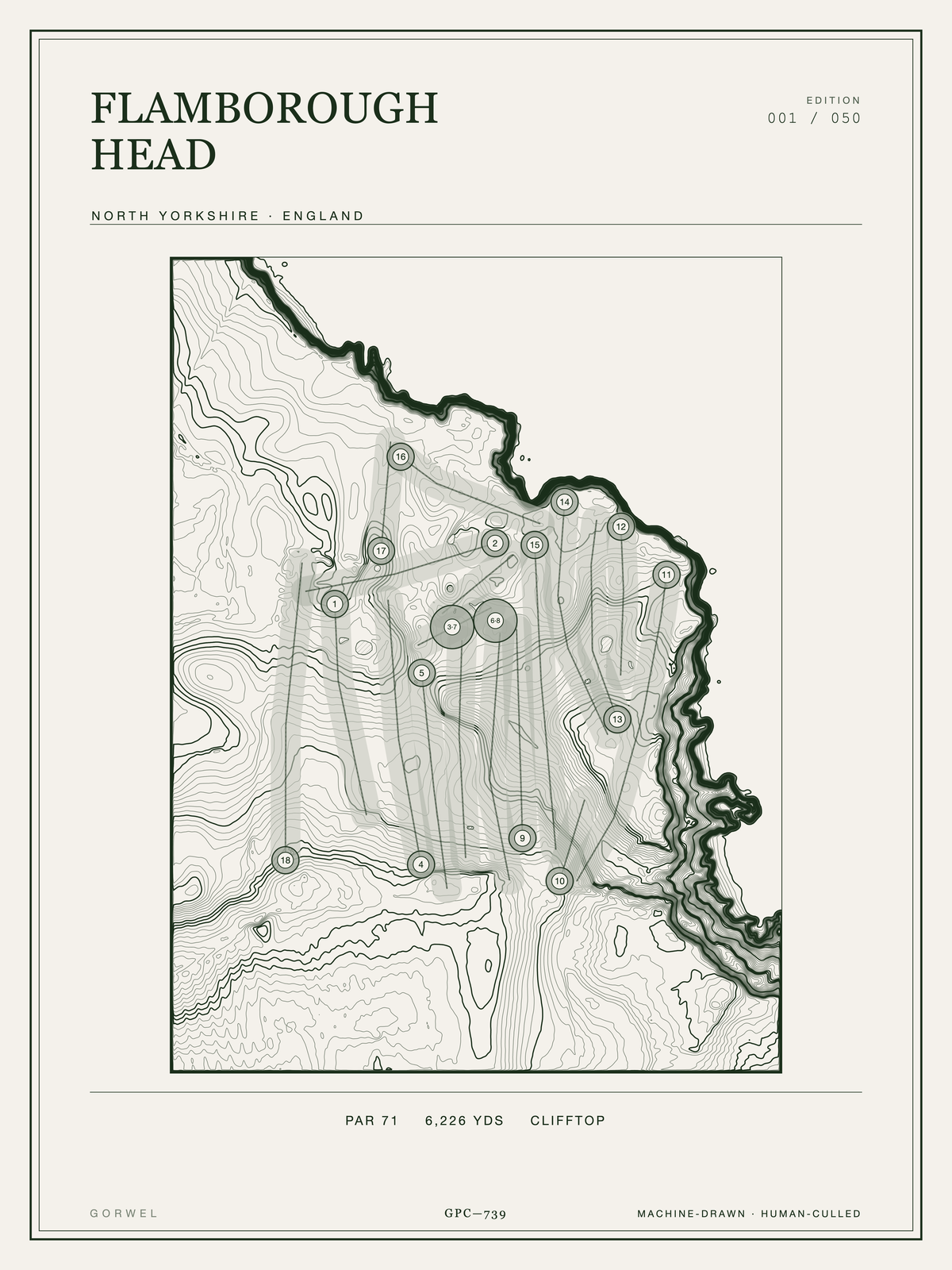 Flamborough Head Golf Course Print | Topographic Map Wall Art