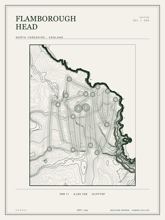 Flamborough Head Golf Course Print | Topographic Map Wall Art