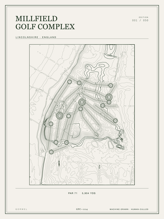 Millfield Golf Complex Golf Course Print | Topographic Map Wall Art