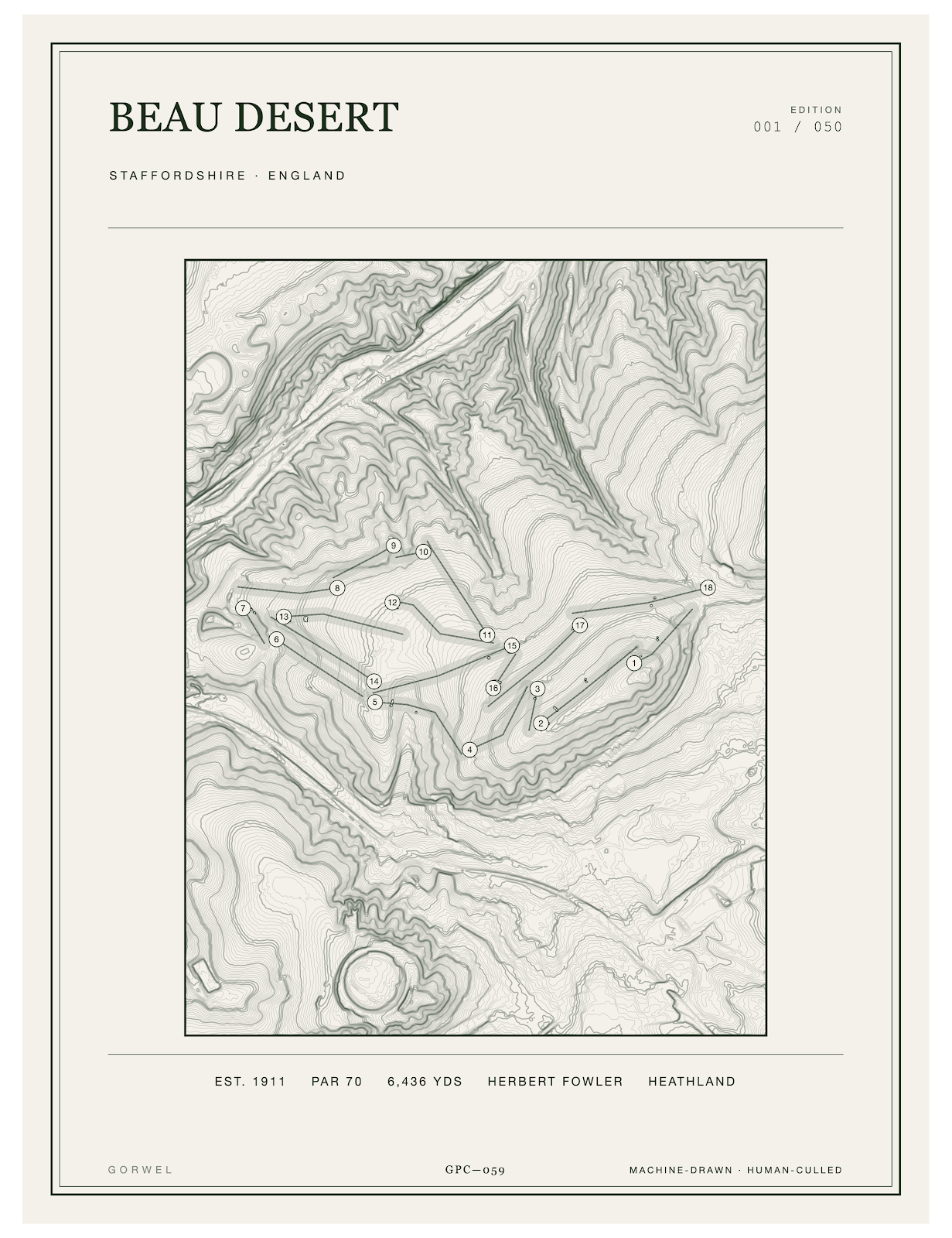 Beau Desert Golf Course Print | Topographic Map Wall Art