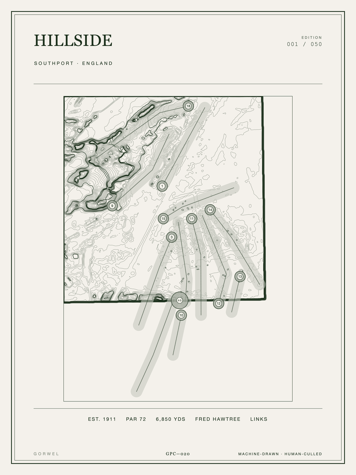 Hillside Golf Course Print | Topographic Map Wall Art