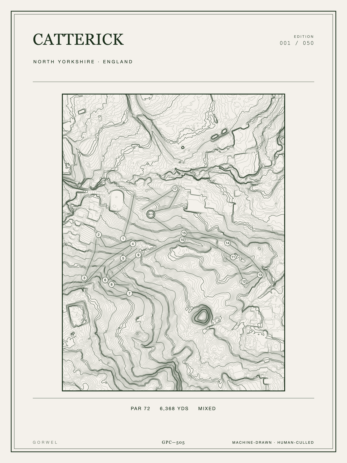 Catterick Golf Course Print | Topographic Map Wall Art