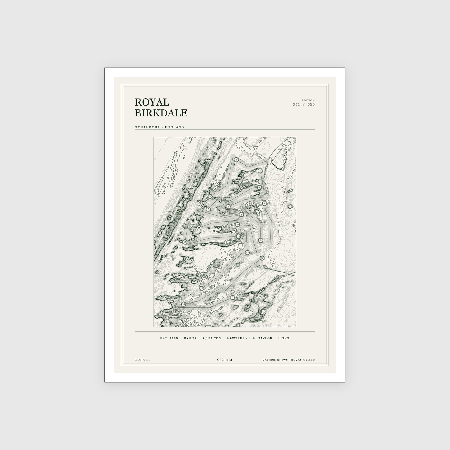 Royal Birkdale Golf Course Print | Topographic Map Wall Art