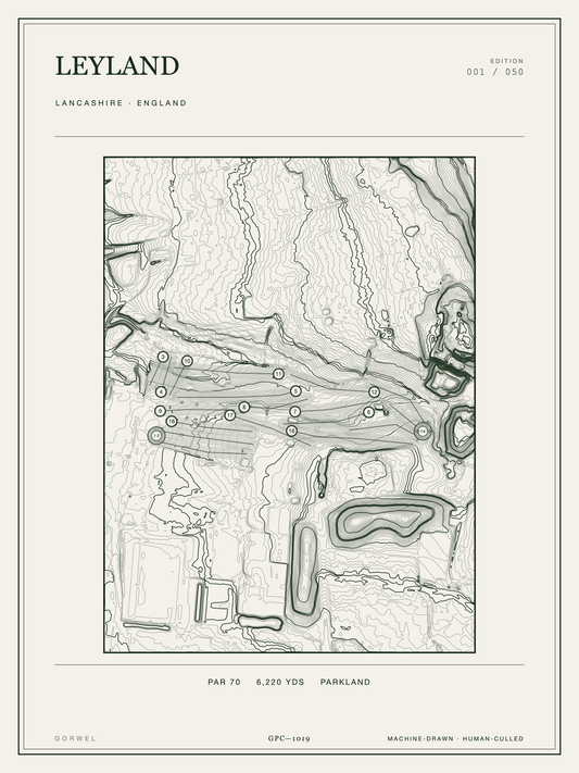 Leyland Golf Course Print | Topographic Map Wall Art