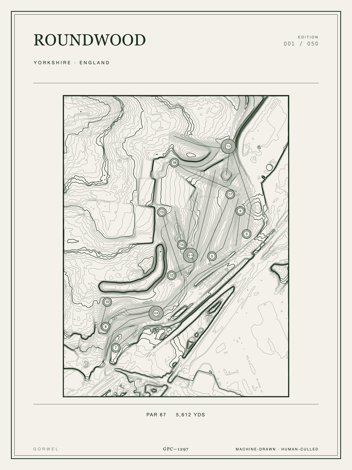 Roundwood Golf Course Print | Topographic Map Wall Art
