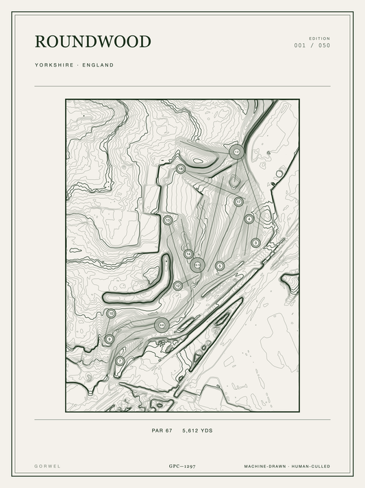 Roundwood Golf Course Print | Topographic Map Wall Art