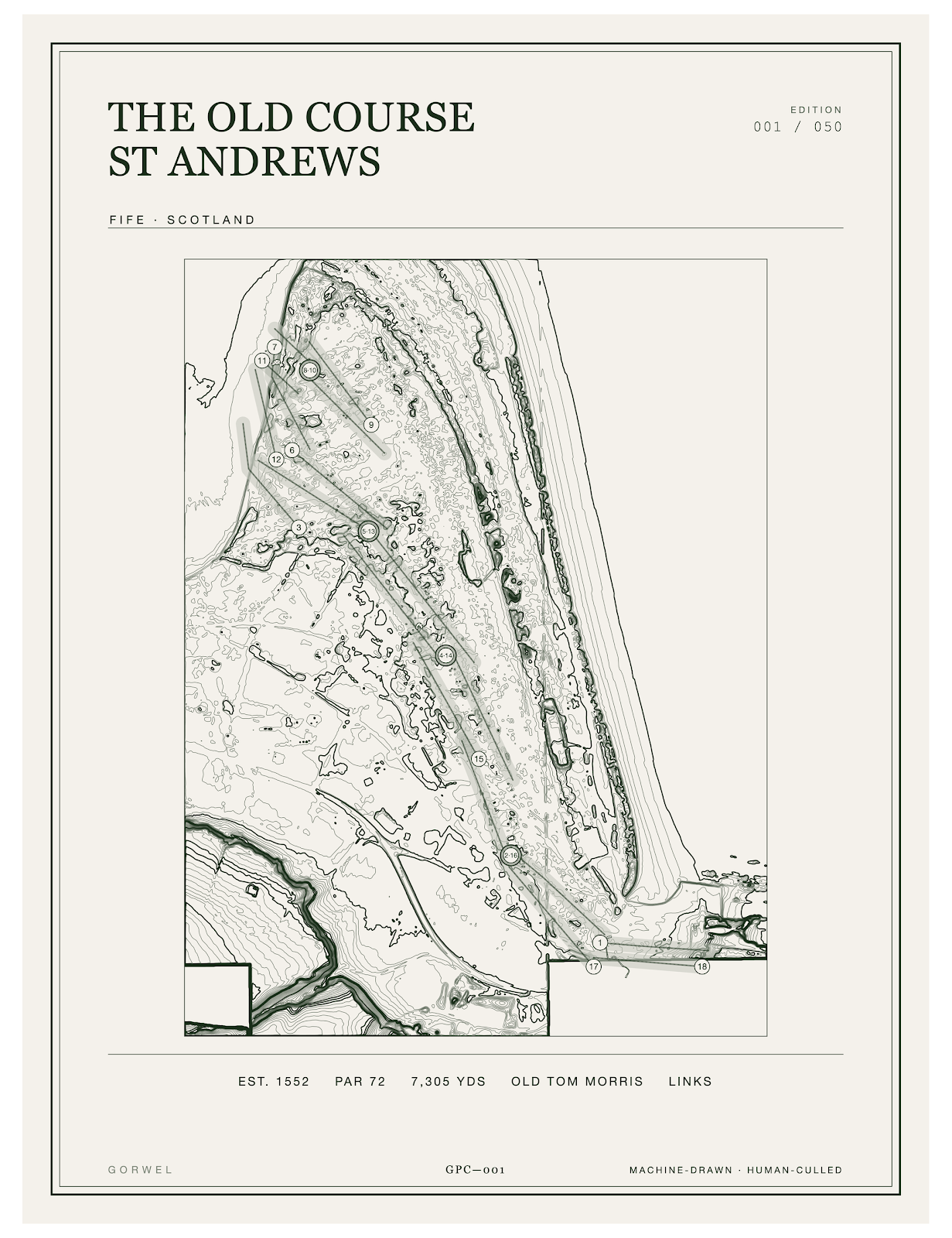 The Old Course St Andrews Golf Course Print | Topographic Map Wall Art