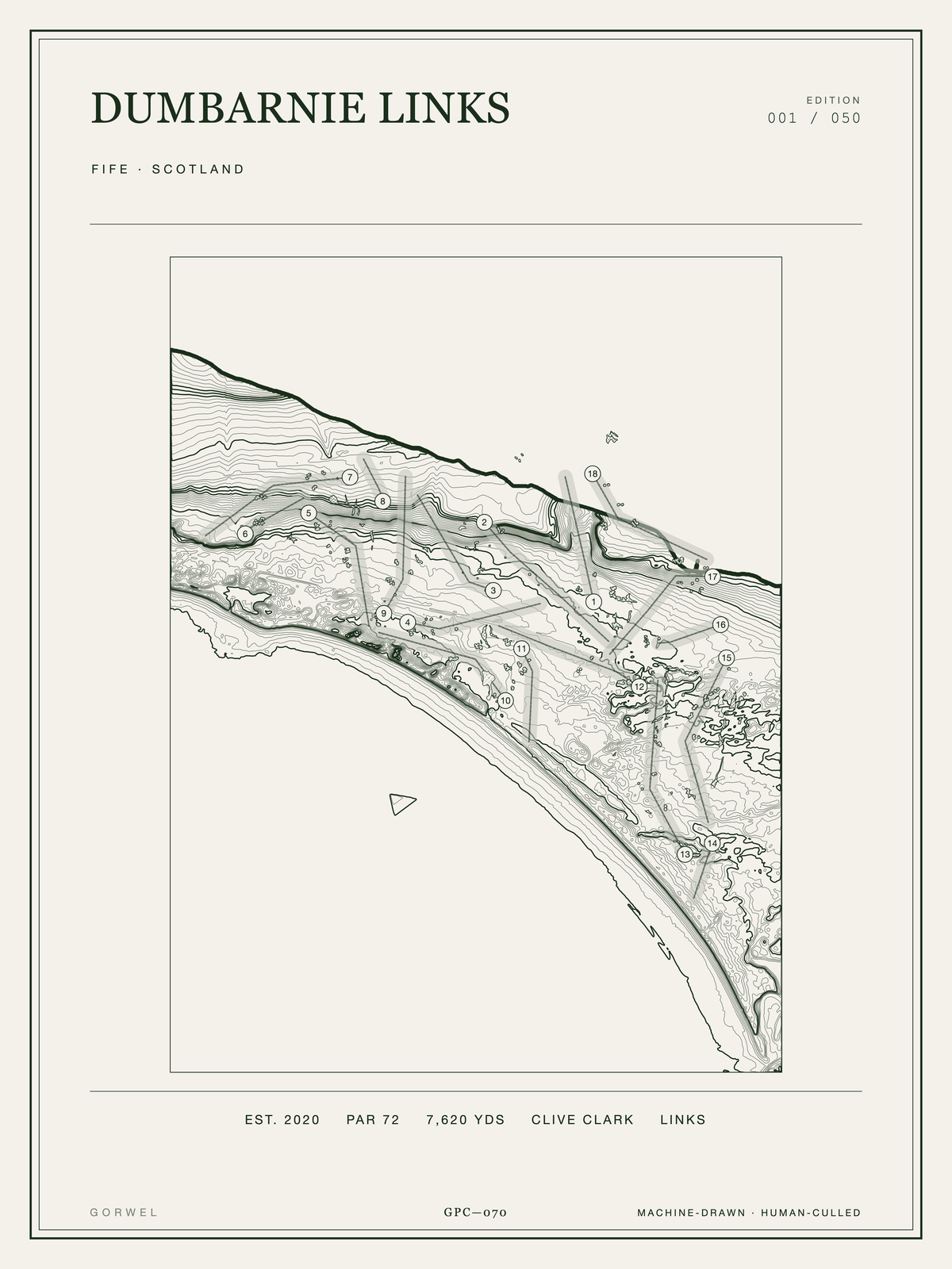 Dumbarnie Links Golf Course Print | Topographic Map Wall Art